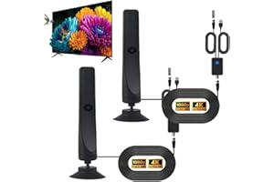 URISELT Wave Max TV Antenna 2025, Signal Booster with Crisp HDTV Display, Indoor Antennas for Smart Tvs with All TVs, Coverage Up to 500 Miles, Supports 4K,1080p,HD Digital Antenna for Local(2 Pcs)