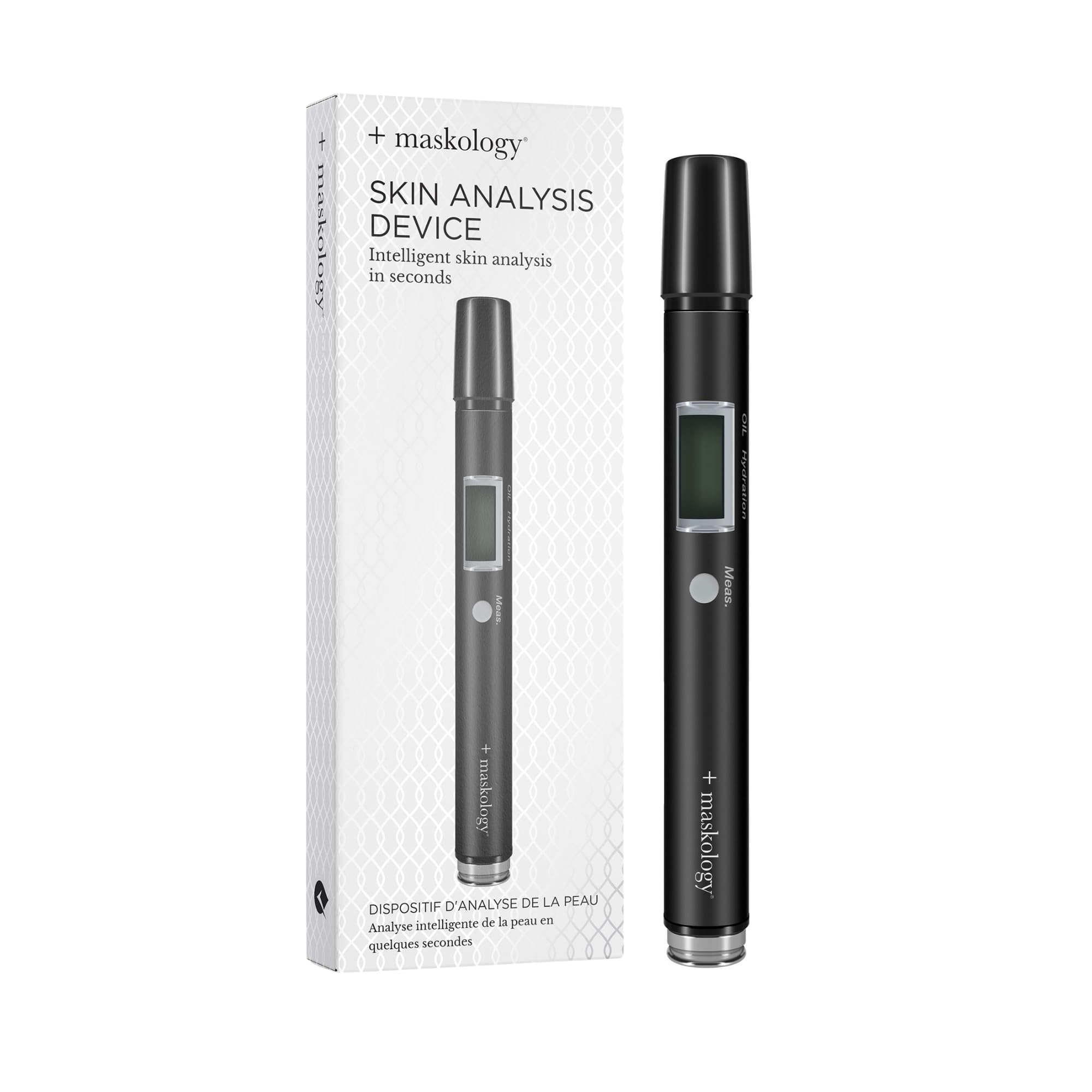 MASKOLOGY Skin Analyser | Skin Analysis Device | Facial Skin Hydration & Oil Analysis Test Pen | Digital Skin Detector Pen with LCD Display | Skin Care Device for Home