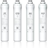 Bluevua RO100ROPOT 4-Pack Replacement Filter Set, Pack of 4 Filters: 1 PP, 1 CTO, 1 RO, 1 PCF