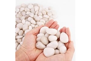 WHANLEY L&Q 5 lbs Natural Cream White River Rocks 2-3 Inch Polished Decorative Rocks Landscape Rocks Pebbles for Indoor Plants Rocks for Landscaping Outdoor Rocks for Plants Indoor,River Rocks for Landscaping