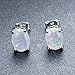 Adeser Jewelry Girls 925 Lab White Opal Studs Promise Wedding Engagement Gift Silver Stud Earrings for Girls