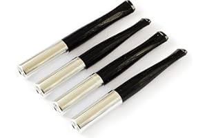 Denicotea Lucille Series Cigarette Holder w/Hands-Free Ejector & 10 Free Filters - Black & Silver - Pack of 4 - Add Style & Sophistication - Avoid Stained Fingers & Lips - Butt Ejector - 20253