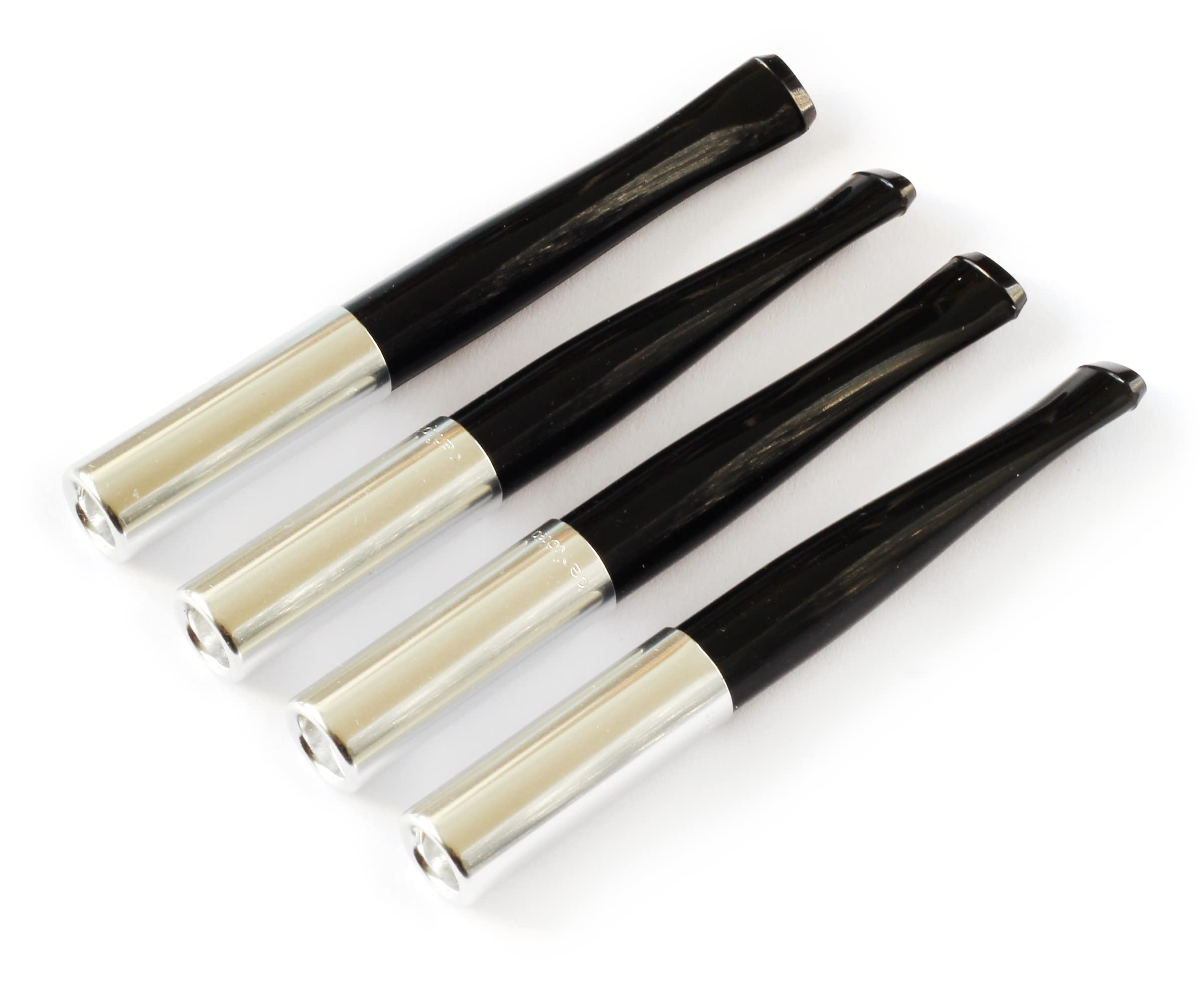 4 x Denicotea Cigarette Holders with Ejector, Black and Silver Colour