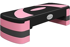 Soozier Adjustable Aerobic Stepper, Exercise Step Platform, Step Exercise Trainer, Workout Fitness Yoga Risers, 4"-6"-8", Pin