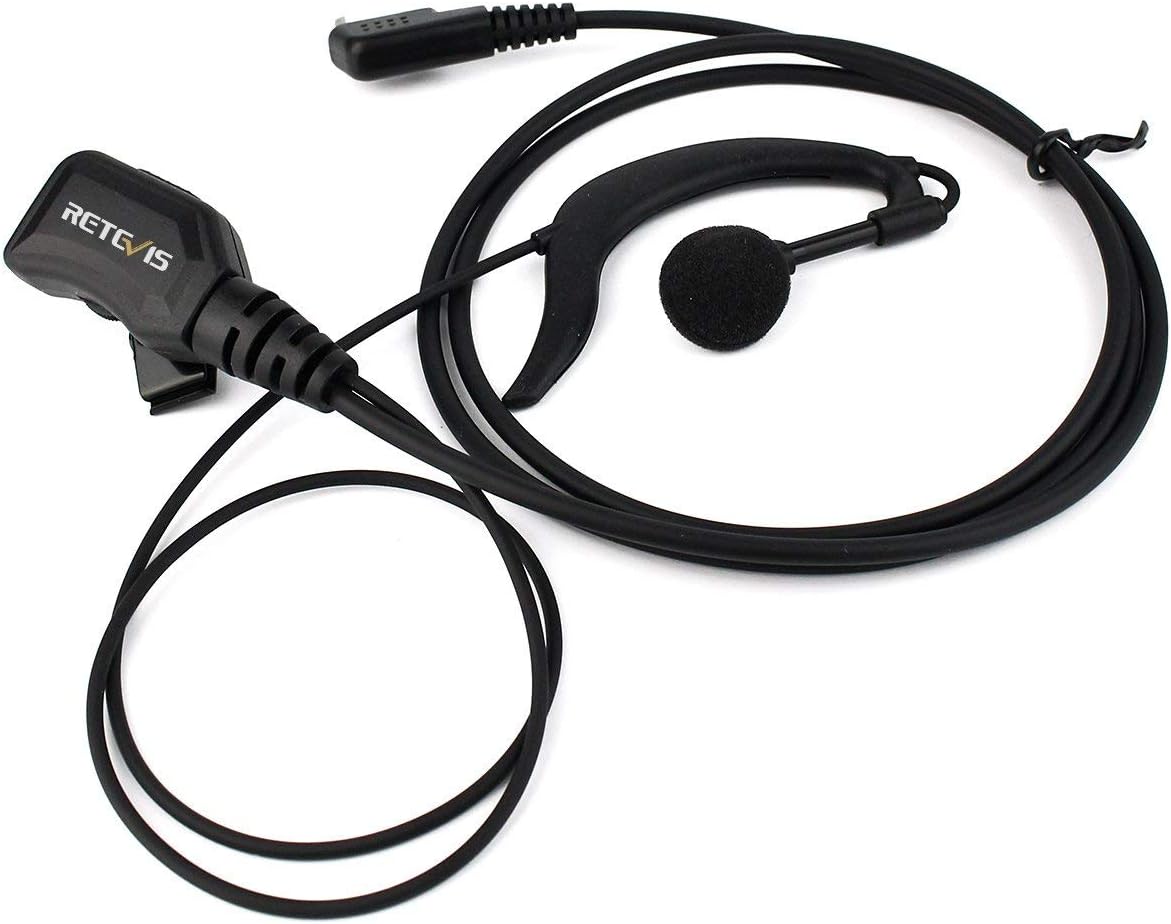 Retevis Walike Talkie Earpiece with Mic G Shape 2 Pin Adjustable Volume Headset for Retevis H-777 RT22 RT21 Baofeng UV-5R 888S 2 Way Radio (10 Pack)