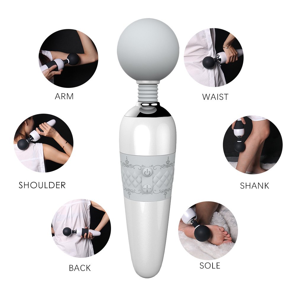 Cordless Magic Therapeutic Wand Massager Handheld - 7 Pattern / 4 Speed for Muscle Aches & Sports Recovery, Rechargeable & Waterproof (Gray Enhanced Version)