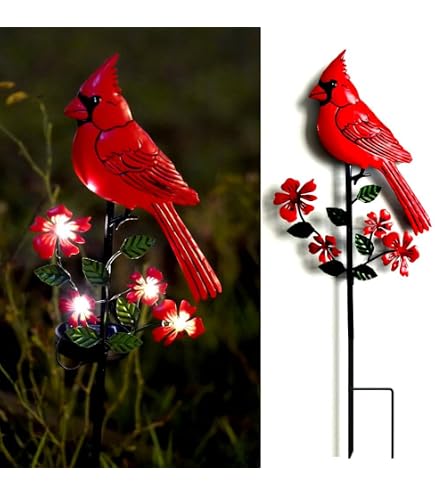 Hicarer Gedenkpfahl Mit Kardinal-Motiv – Metall, 30x20 Cm, Für Grab, Garten Oder Hof, „Forever In Our Hearts“