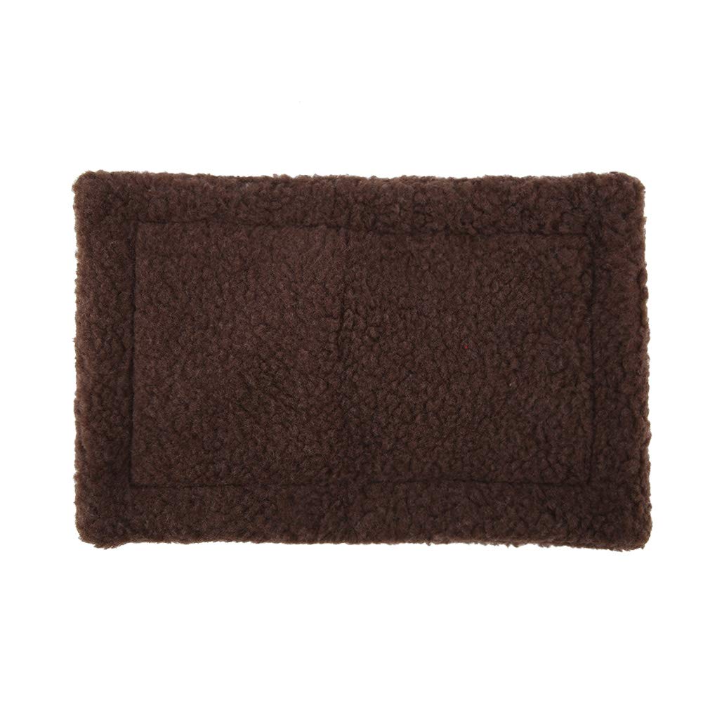 Oumefar Hedgehog Bed Mat Rectangular Plush Cushion Hamster House Nest Winter Warm Fleece Sleep Pad for Small Animals Sleeping(Dark Brown)