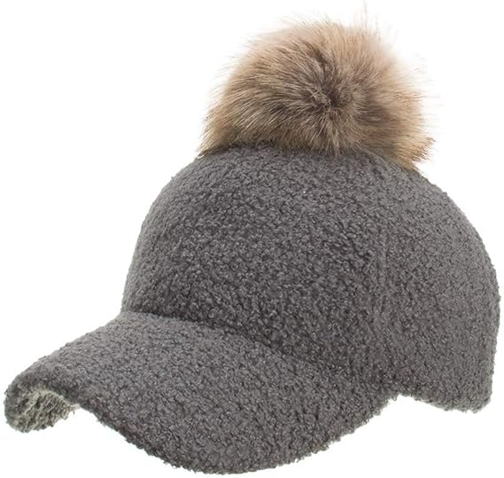 Amazon Goenn 5色の女性の女性の帽子の秋冬のファッションキャップ暖かい野球帽ポンポン帽子 無地 グレー キャップ 通販