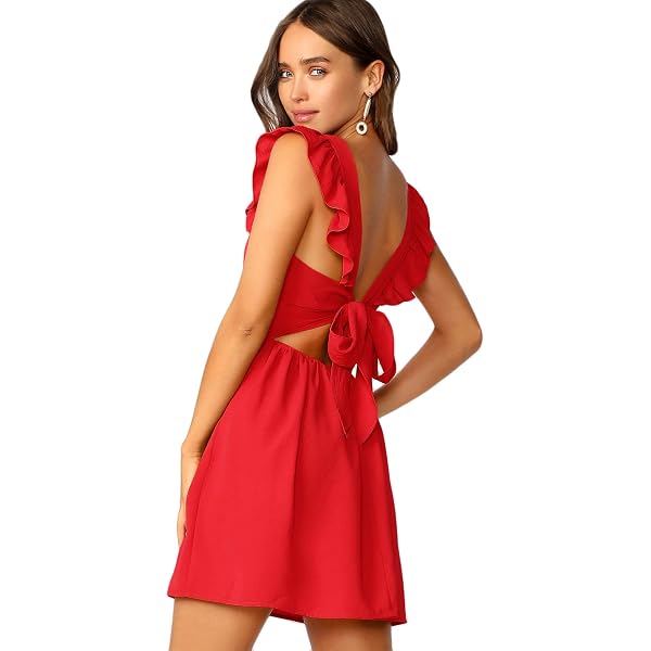 AIMCOO Women's Ruffle Sleeve Babydoll Dress - Tiered Mini Swing Dress With Pockets, Summer Sundress - View #11