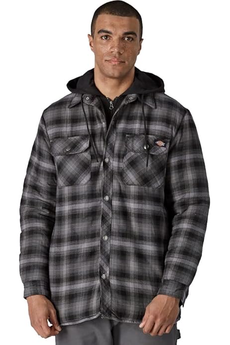 Dickies mens Sherpa Lined Flannel Shirt With Hydroshield Jacket