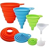 KongNai 4 Sizes Kitchen Funnel Set, Food Grade Silicone Collapsible Funnel, Funnels for Kitchen Use Filling Bottles, Canning, Cooking, and Water Powder Transfer