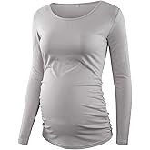 L Pattern Women's Maternity Tops Short & Long Sleeve Shirt Pregnancy Clothes with Side Tie Bow