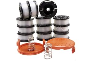 BOOTOP PIN AF-100 Replacement Spool for Black and Decker String Trimmer Edger GH900 BESTA510 Weed Eater Spool Refills 30ft 0.065" Trimmer Line AF1003ZP, AF-100-3ZP, AF-100-BKP (12 Spools+ 2 Caps+2 Springs)