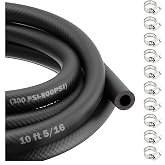 5/16 Fuel Line Hose with 10 Steel Hose Clamps,High Pressure 300 PSI Fuel Hoses for Fuels System Installation &amp; Repair,Durable Fuels Line Kit Car Accessories for Machinery