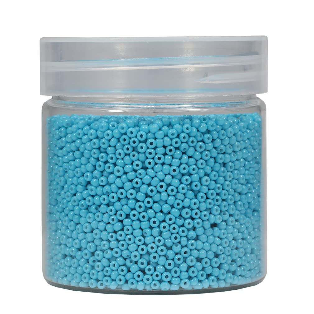 Bala&Fillic Size 2mm Round Seed Beads 10000pcs/110 Grams in Box 12/0 Turquo Blue Small Craft Seed Beads for Making Jewelry Earring Bracelets Necklace (Turquo Blue)