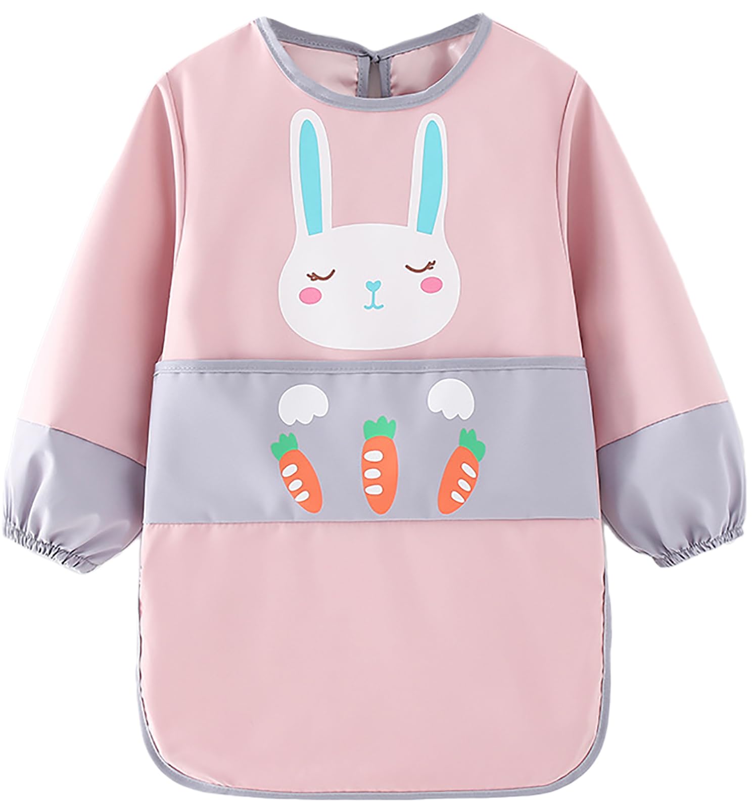 LIMHOO Waterproof Kids Art Smock for Age 2-6 Toddlers Children Graffiti Painting Aprons (Pink Rabbit-XL)