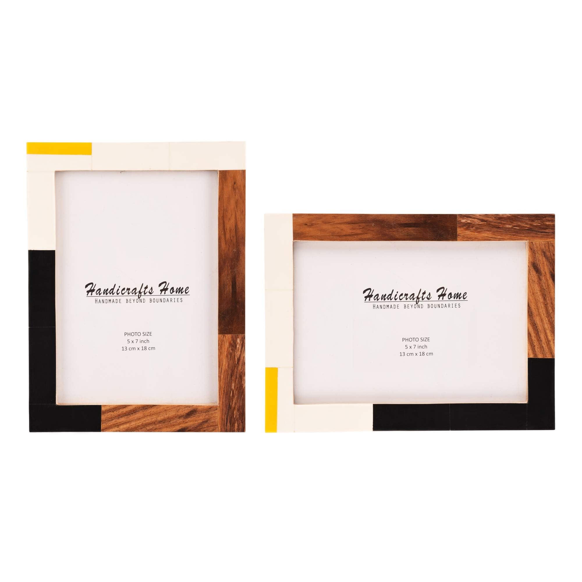 Handicrafts Home Photo Picture Frames 5x7 Mondrian Warm Oak Set of 2 Gift Pack New Years Gift