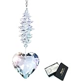 Shario 45mm Clear Glass Heart Crystal Ball Prism Pendant, Suncatcher for Windows, Outdoor Garden Hanging D&eacute;cor, Gifts for Women, Mom