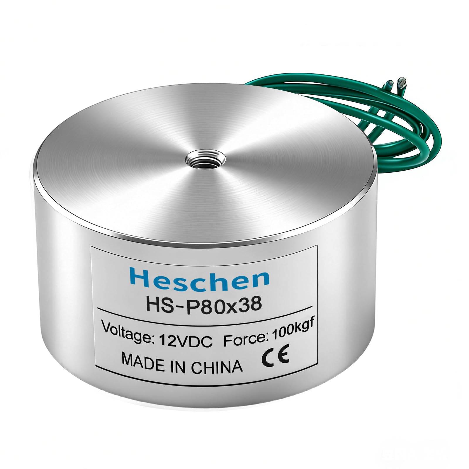 Heschen Electromagnet Magnet Solenoid, HS-80/38, OD 80mm, DC 12V, 100Kg/220lb