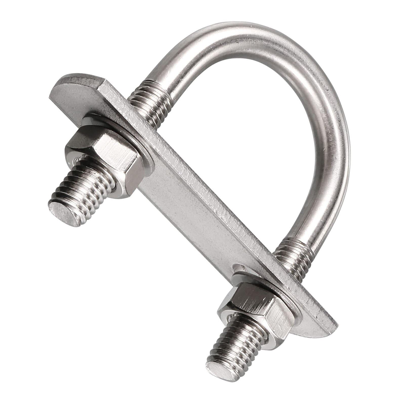 TOP-VIGOR M8 Round U-Bolts, 35mm Inner Width 60mm Length 304 Stainless Steel Tie Down U-Bolts with Nut, Plate for Building Installations Mechanical Parts Connection Cehicles Ships — image 1