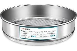 LVDALAB 304 Stainless Steel Mesh Lab Sieve, 10 Mesh (2mm) Aperture Test Sieve, 7.9Inch(20cm) Diameter Economy Standard Analysis Sample Test Sieves for Industrial Laboratory Homes