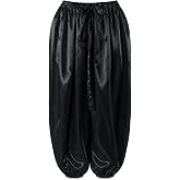 MUNAFIE Women's Satin Harem Pants, Genie Belly Dance Costume