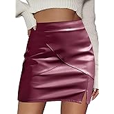 QACOHU Womens Faux Leather Skirts 2026 Fashion High Waisted Bodycon Mini Skirts with Shorts