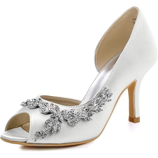ERIJUNOR Wedding Evening Party Shoes - Comfortable Mid Heel Pumps With Bow Knot