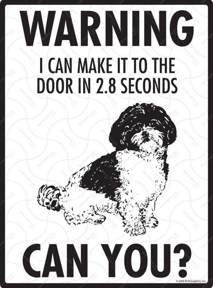 SignsWithAnAttitude Warning! Shih-Poo - Exterior Door Aluminum Beware Dog Sign - 9" x 12"