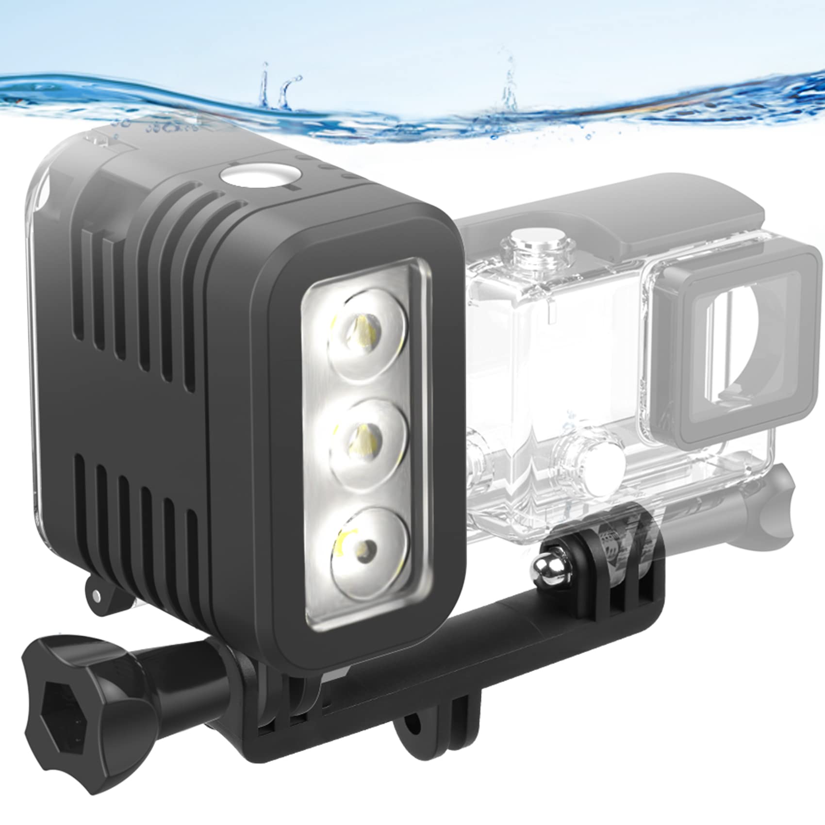 HONGDAK Waterproof Dive Light for GoPro Video Light Rechargeable Fill Night Light Underwater Photography Accessories for GoPro Hero Black 12 11 10 9 8 7 6 5 4 3 3+