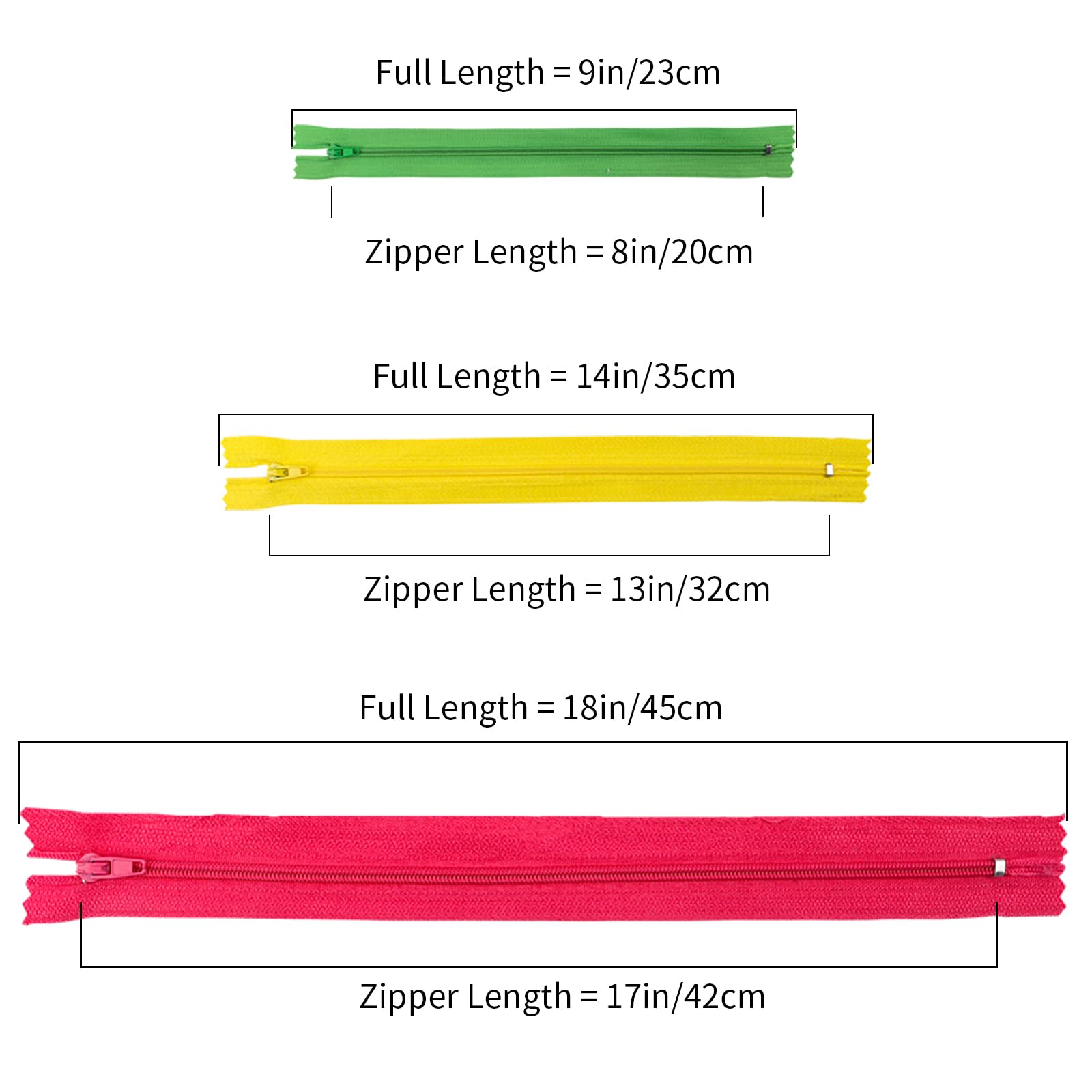 Outuxed Zippers - 120pcs Mixed Nylon Coil Zippers, 7.8