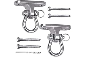 GW Gwongvvei IOH 2 Pcs Heavy Duty Swing Hangers with 4 Screws Stainless Steel 304 Antirust, 2000lb Capacity 180° Swing, Playground Porch Yoga Seat Trapeze Wooden Sets Indoor Outdoor