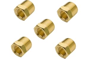 Legines NPT Bushing 1/2" Male x 1/4" Female Reducing Adapter Hex Head Pipe Fitting 1200psi (Pack of 5)
