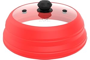 Microwave Splatter Cover Vented Glass Cover Splatter Guard Lid with Collapsible Silicone for Food as Pot Cover Plate Cover 10