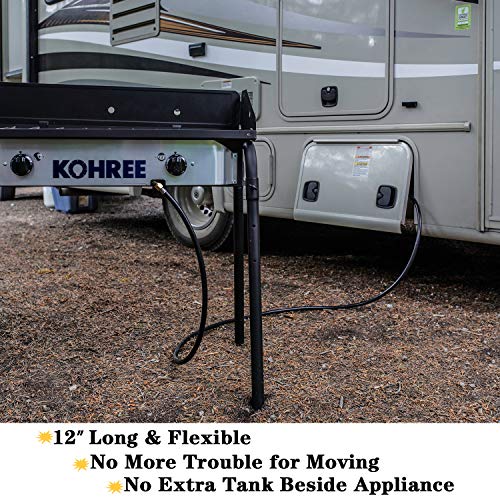 Kohree 12ft Quick Connect Propane Hose for RV to Grill, 1/4" BBQ LP Gas