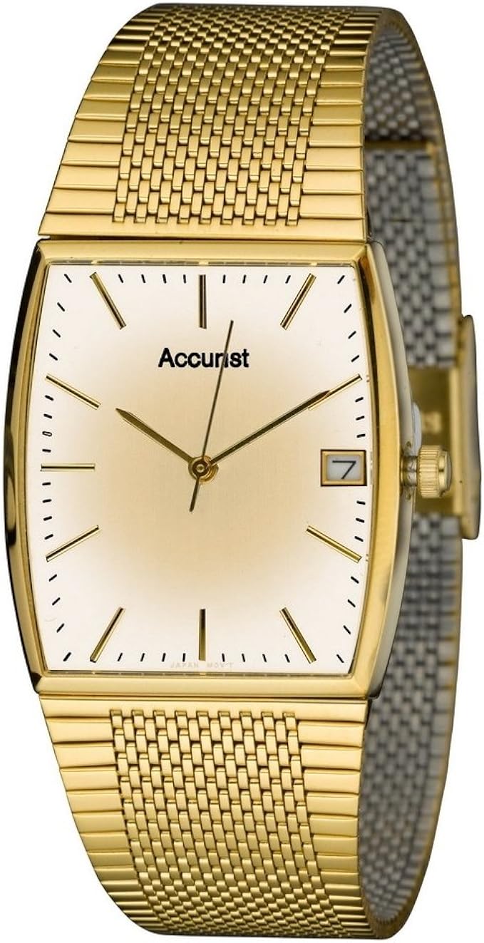 Accurist Men's Quartz Watch with Beige Dial Analogue Display and Gold