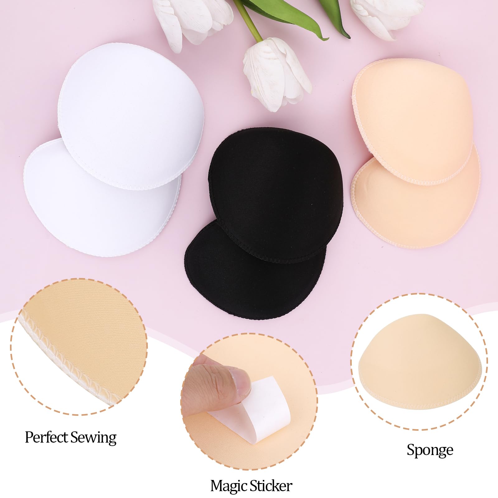3 Pairs Shoulder Pads, 1.5cm Thickness Set-In Shoulder Pads, Foam Shoulder Pad for Women Clothing Sewing Supply Breathable Thick Sponge Shoulder Enhancer Foam Pads for Sloping High Low Shoulder Suit M