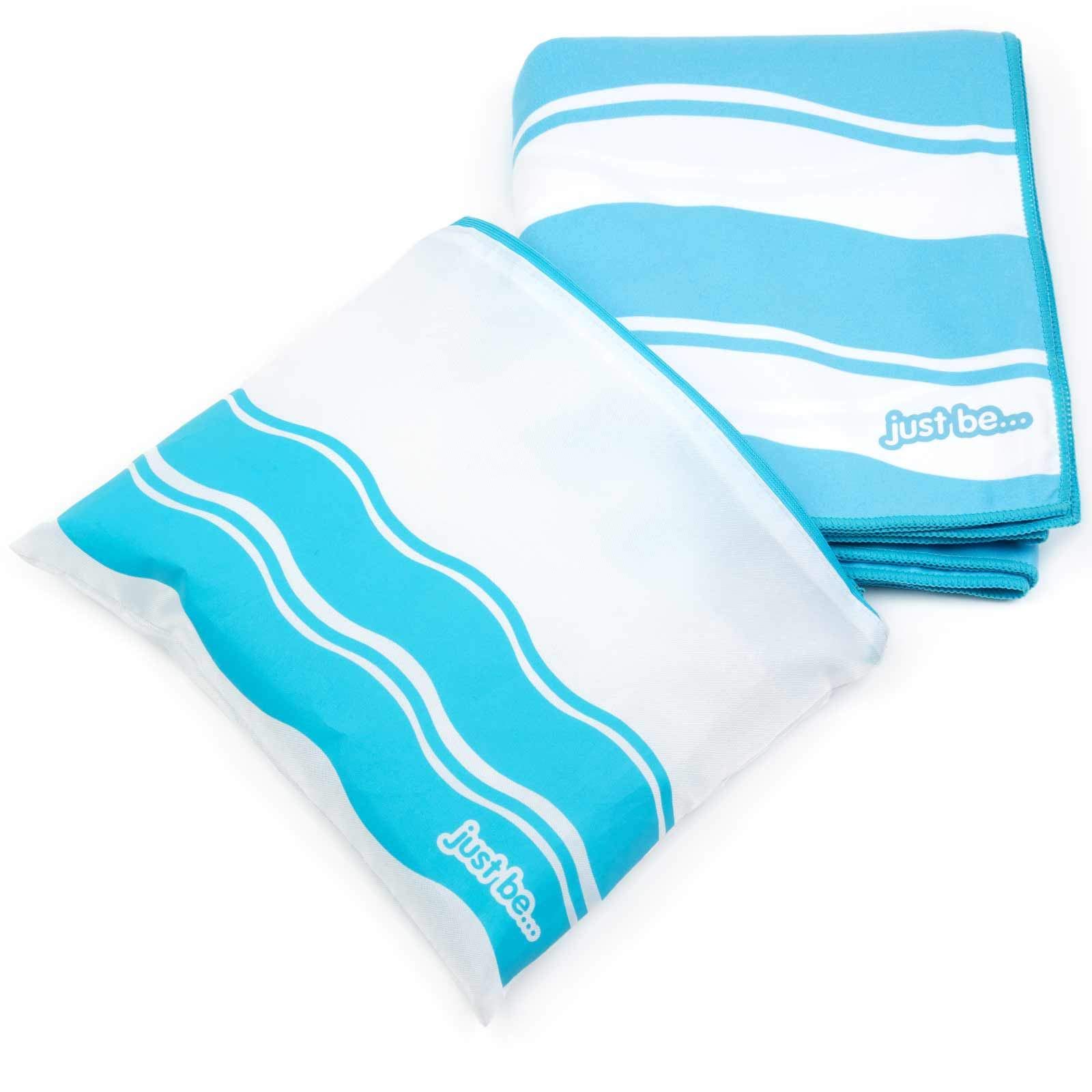 just be... Microfibre Beach Towel Gym Towel - Lightweight Compact Swimming Quick Dry Towel Anti-Sand - Beach Towels for Adults and Kids - Blue XX Large 200x90cm