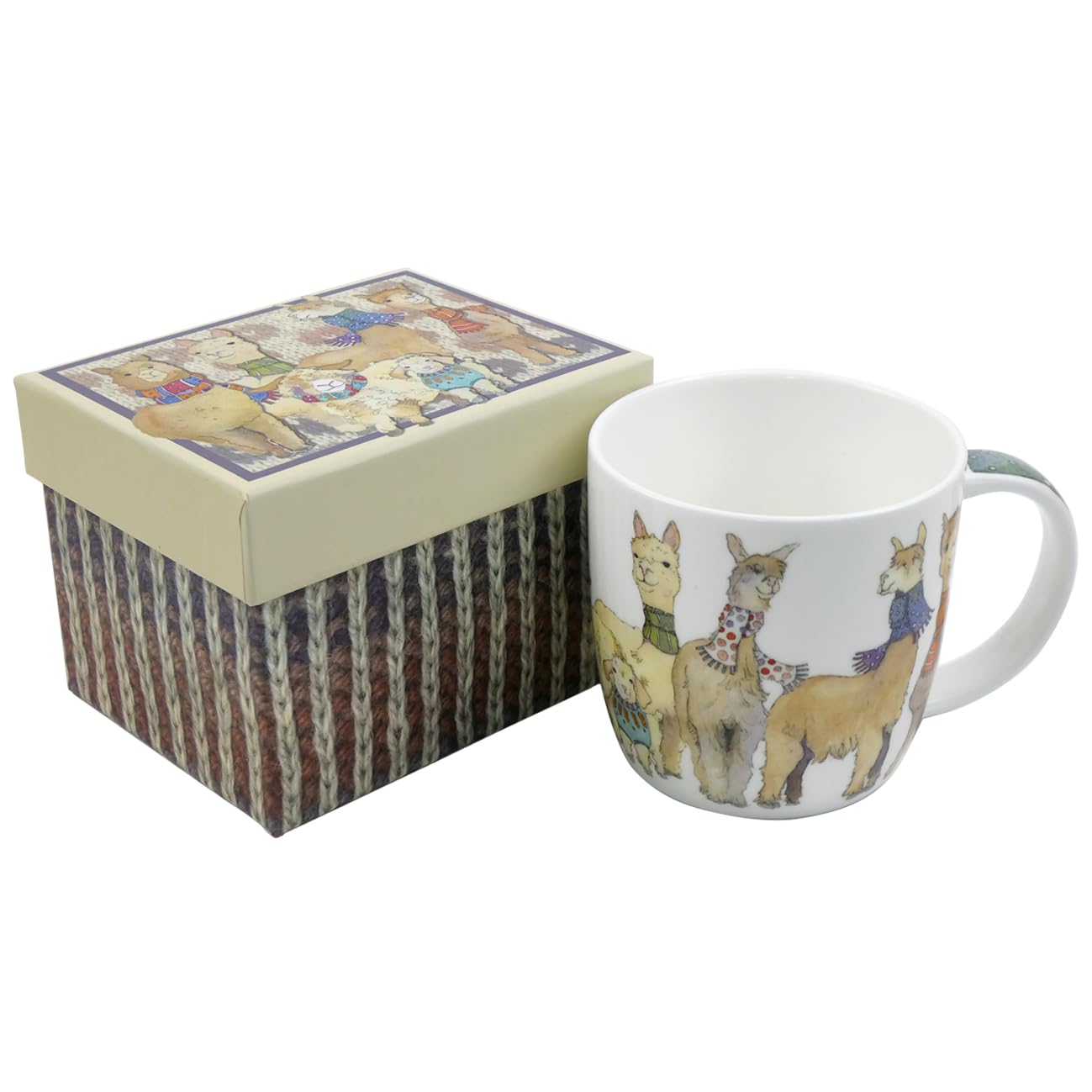 Emma Ball Bone China Mug with Gift Box 350mls Alpacas and Angora Goats, White