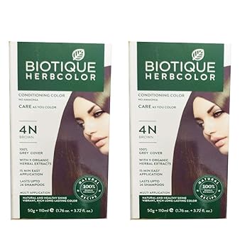Biotique 2 Herbcolor Conditioning No Ammonia Hair Color with 9 Organic Herbal Extracts (Brown, 50 g and 110 ml)