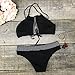 Cupshe Fashion Women's Stripe Splicing Front Cutout Padding Bikini Bathing Suit (M, Black)