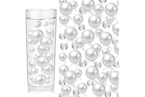 ZEBMOON 100PCS White Floating Pearls, White Marbles for Vases, White Floating Beads for Centerpiece Vases, White Vase Filler Faux Pearls, No Holes White Filler Beads for Party Wedding Table Decor, 14/20/30mm
