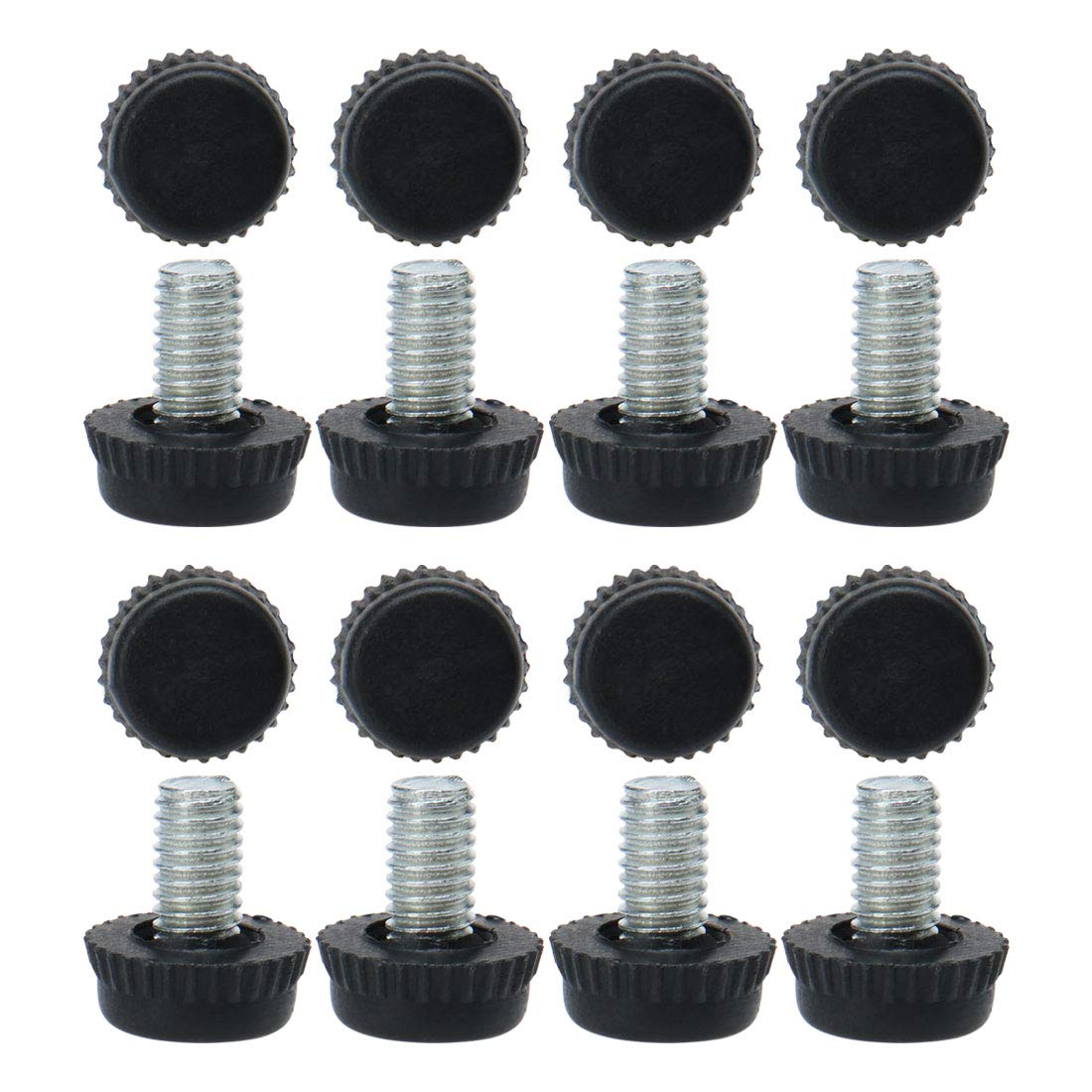 sourcingmap M6 x 10 x 15mm Leveling Feet Adjustable Leveler Floor Protector Cover Pad for House Furniture Desk Table Chair Leg 16 Pack