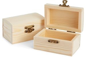 Bright Creations 12 Pack Unfinished Wooden Boxes for Crafts, Party Favors for Birthday Parties, Baby Shower, Treasure Chest with Lid and Clasp, Pirate Decorations (3.5 x 2.2 x 2 in)