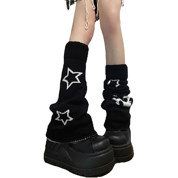 heyheyshine Y2k Star Skull Print Two Side Wear Knitted Leg