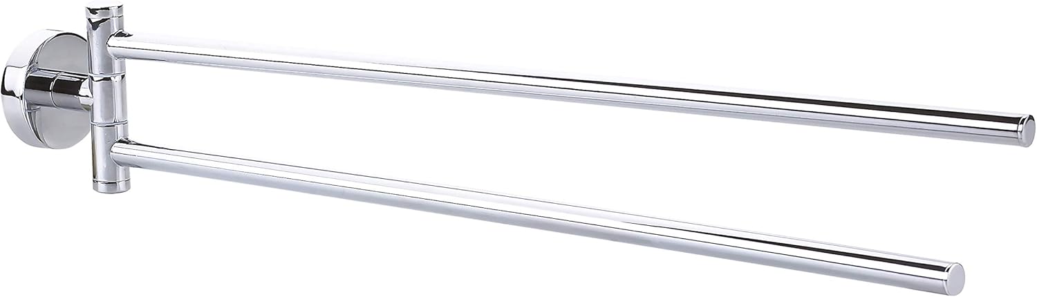 tesa® Smooz Two-Armed Towel Holder, high Gloss Chromed Metal, self-Adhesive, Adhesive mounting Technology, 82mm x 50mm x 455mm