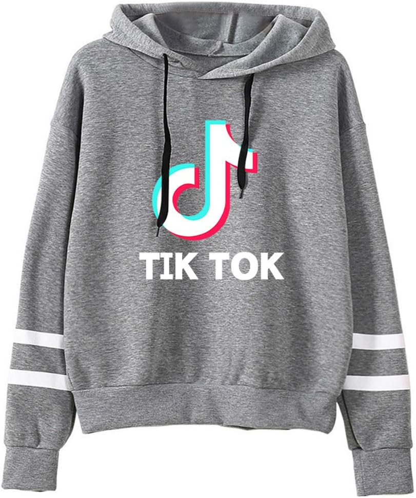 Fashion TIK TOK Striped Long Sleeve Hoodie Pullover Sweatshirt Jumper for Funs