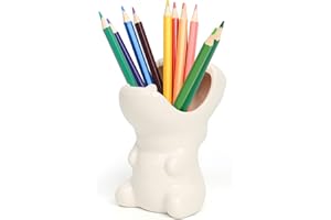 ComSaf Cute Hippo Shaped Pen Pencil Holder, White Ceramic Succulent Planter Pots for Home Office Decoration Desk Organization, Set of 1