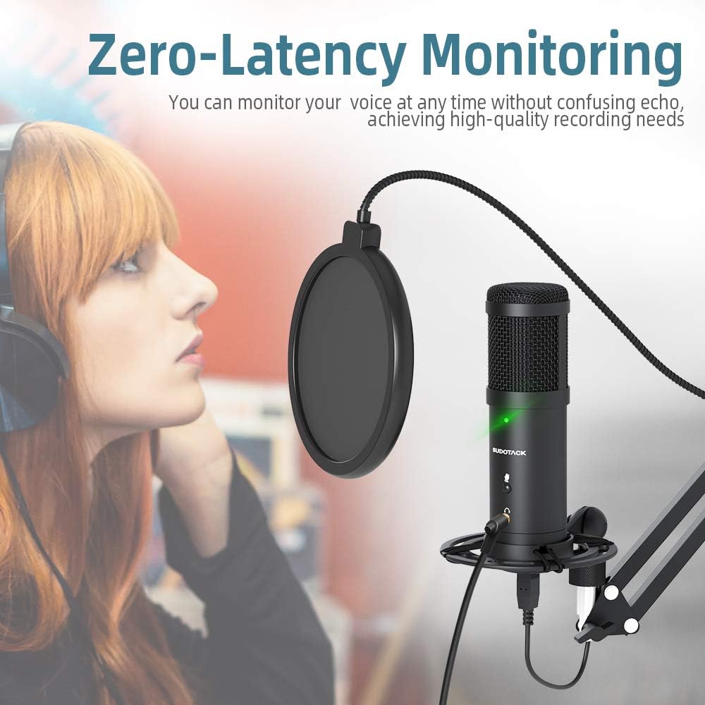 USB Streaming PC Microphone, Zero-Latency Monitoring SUDOTACK Professional 192kHz/24Bit Studio Cardioid Condenser Mic Kit with Mute Button&Headphone Output, for YouTube, Karaoke, Games, Home Recording: Home Audio & Theater